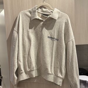 Essentials Light Tan Collared Sweatshirt